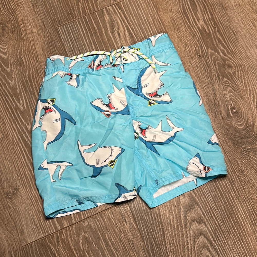 Shark swim trunks blue